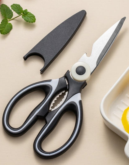 Multifunctional Kitchen Shears Stainless Steel Panda Scissors with Plastic Protective Cover for Chicken Fish Meat Vegetable